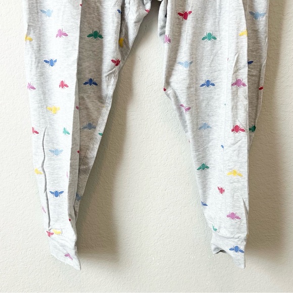 Joules Gray Dreamley Bee Print Long Sleeve & Joggers Jersey Pajama Set Sz L - Picture 13 of 16